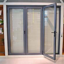 economic frameless folding door 12mm glass door sliding bi-fold door