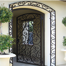 rustic yard Iron door wrouht pull up double door design