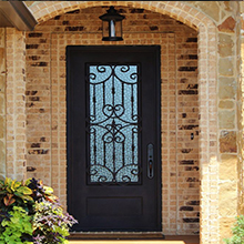 wrought iron door and glass