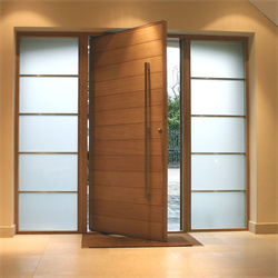 Glass Insert Solid Wood Entrance Door