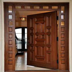 Glass Insert Solid Wood Entrance Door