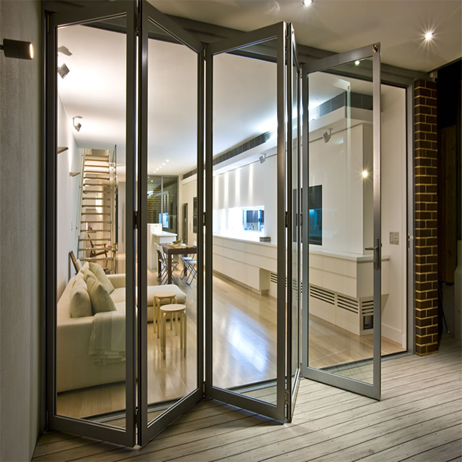 Commercial Double Glass Doors Interior Folding Door Price