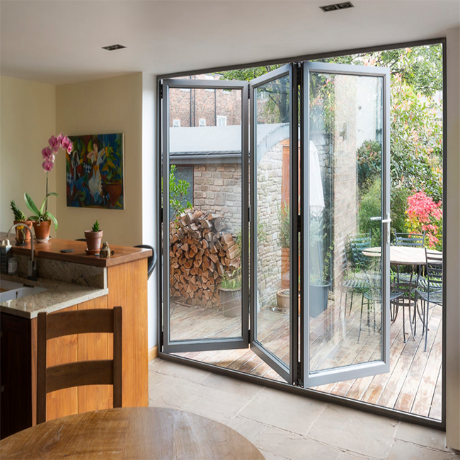 High quality thermal break aluminum folding door double tempered glass door