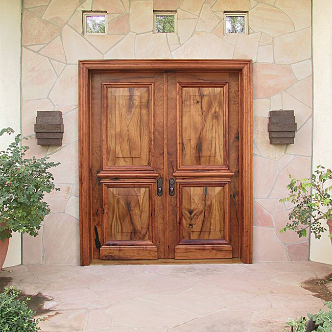 Oak wooden front swing open style main entrance wooden door for home